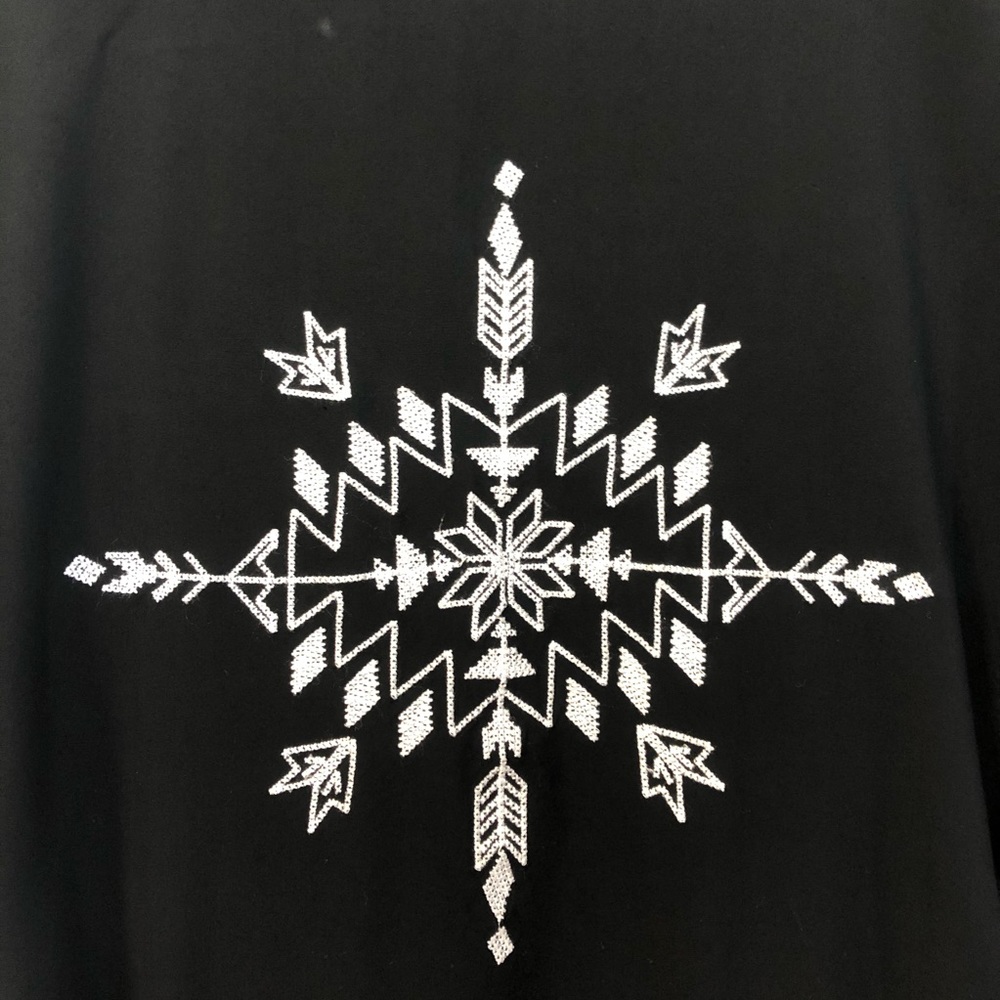 Black and White Embroidered Fringe Shawl Cardigan - Picture 8 of 13